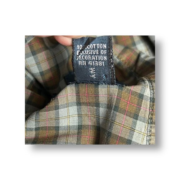 Ralph Lauren Men's L Custom Fit Brown Blue Plaid Long Sleeve Button Down Shirt - Picture 7 of 7